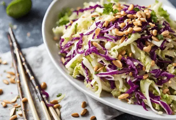 Asian Cabbage Slaw with Peanut Dressing