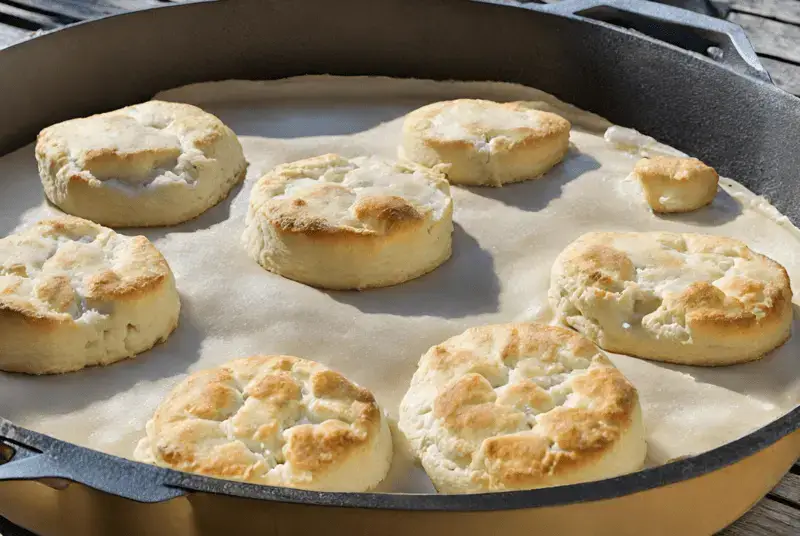Cooking the Biscuits in Dutch Oven