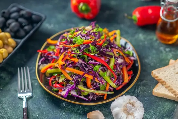 Rainbow Cabbage Salad with Apple Cider Vinaigrette