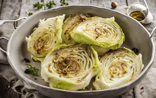 Roasted Cabbage with Garlic and Olive Oil