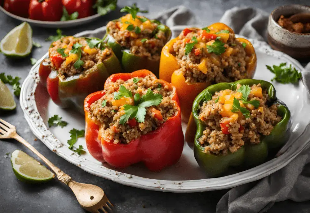 Stuffed bell peppers filled with quinoa recipe for Iftar