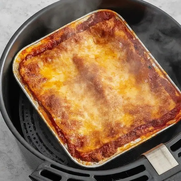 Frozen Lasagna in Air Fryer Oven Checking for doneness and serving tips