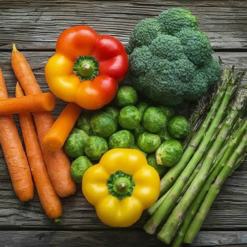 Ingredients Assortment of colorful seasonal vegetables