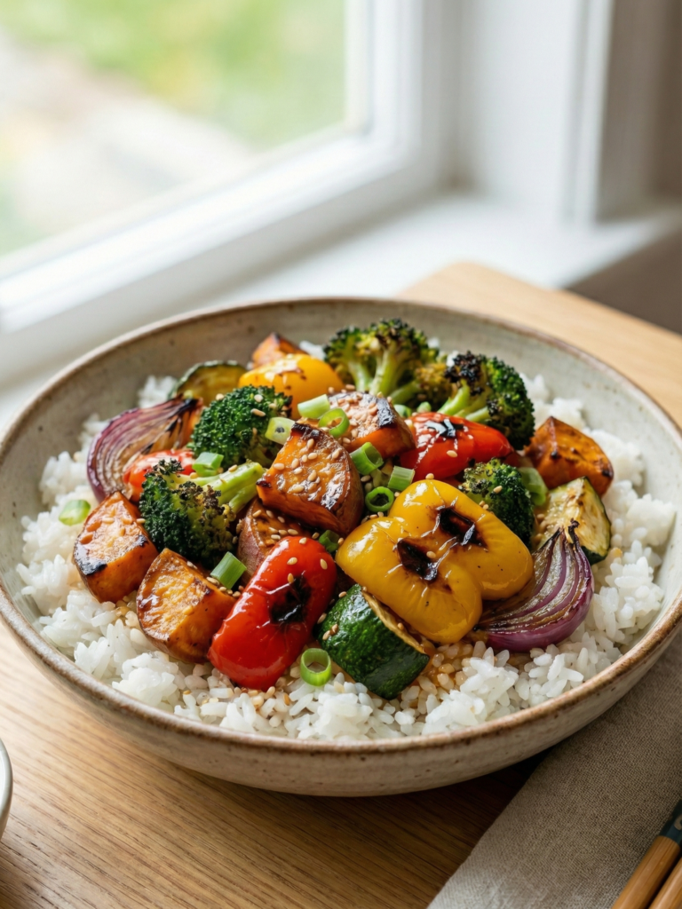 Honey Miso Roasted Veggie Bowls