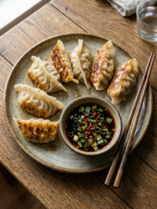 Crispy Chicken Gyoza with Soy Dipping Sauce